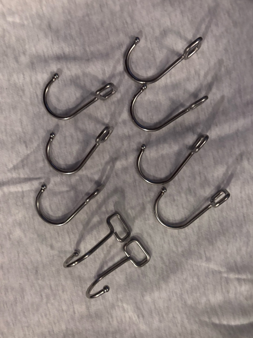 New! Set of 9 Metal Shower Curtain Hooks